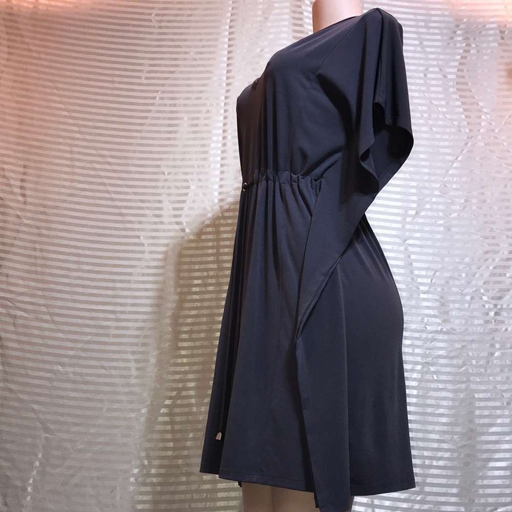 Spense Gray Batwing Dolman Tie Waist Cinched Dress - Picture 11 of 16